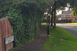 A now trimmed Southfield Drive footpath A now trimmed Southfield Drive footpath