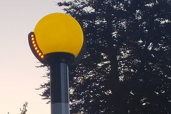 New style Belisha Beacon on Park Road New style Belisha Beacon on Park Road