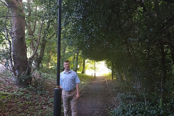 Cllr Will Frassat the Threshfield Path connecting to Stockport Road Cllr Will Frassat the Threshfield Path connecting to Stockport Road