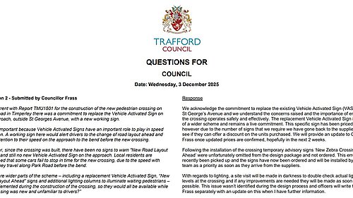 Questions for Council submitted by Councillor Frass.